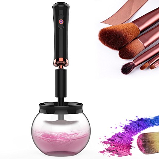 Makeup Brush Cleaner,HaoTop Portable Automatic Brushes Cleaner and Dryer Machine,Completely Cleans and Dries Makeup Brushes in Seconds,Suit for All size Makeup Brushes (Black)