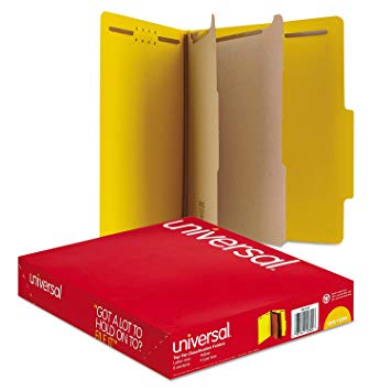 Universal Pressboard Classification Folders, Letter, Six-Section, Yellow, 10/Box (10304)