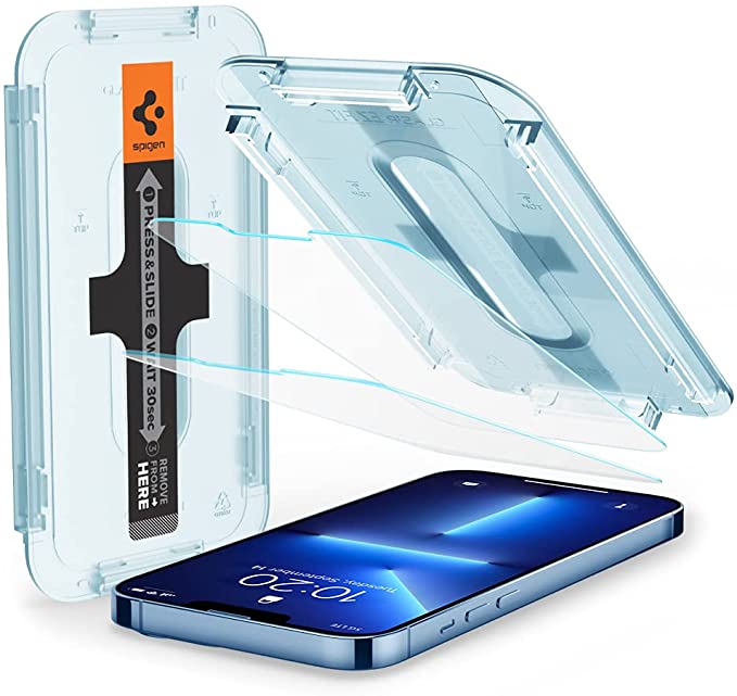 Spigen Tempered Glass Screen Protector [Glas.tR EZ Fit] Designed for iPhone 13 Pro Max [Case Friendly] - 2 Pack