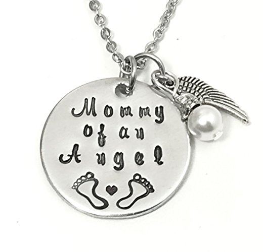 Mommy of an Angel Hand Stamped Memorial Necklace