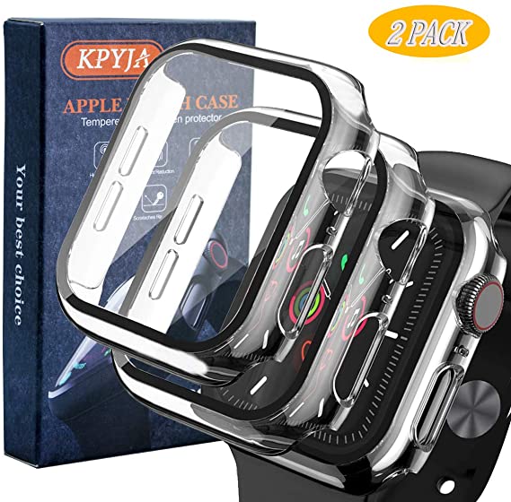 KPYJA Hard Clear Case Compatible with Apple Watch Screen Protector 42mm, (2 Pack) Anti-Scratch Shockproof Matte PC Hard Cover and Hard PET Screen Protector for Apple Watch Series 3/2/1