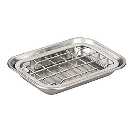 InterDesign Gia Two-Piece Bathroom Soap Dish and Drainage Tray Stainless Steel, Brushed