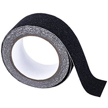 Anti Slip Tape , High Traction,Strong Grip Abrasive , Not Easy Leaving Adhesive Residue , Indoor & Outdoor, with Measuring Tape (2" Width x 190" Long, Black)