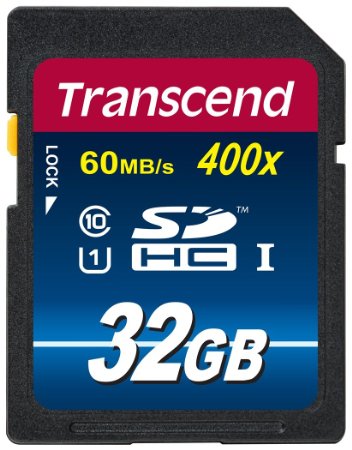 Transcend 32GB SDHC Class 10 UHS-1 Flash Memory Card Up to 60MB/s (TS32GSDU1PE)