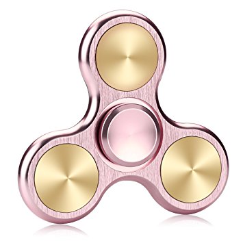 Fidget Spinner Metal,Aemotoy Hand Spinner 5 - 7 Minutes Spin Time Stainless Steel Bearing Tri-spinner Fidget Toy Stress Reducer Autism ADD ADHD EDC Focus Anxiety Relief Toys- Rose Gold