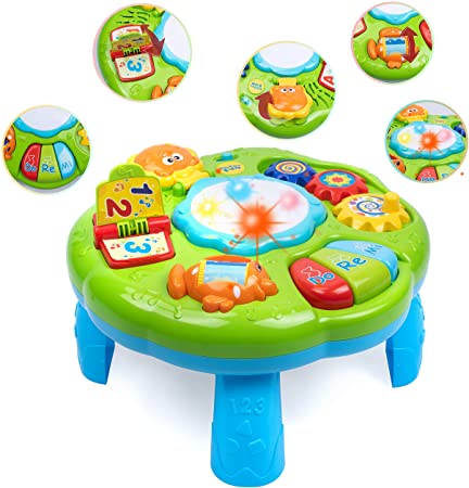 UNIH Baby Activity Table,Baby Toys Toddler Activity Learning Table Toys for 1 Year Old Boys Girls with Lighting & Sound for Infant 6 to 12-18 Months