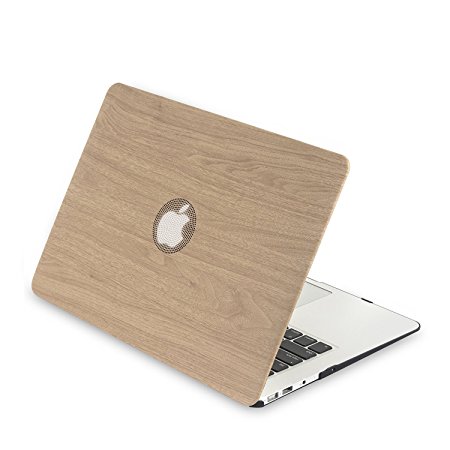 iDonzon MacBook Pro 15" Retina Case (No CD-ROM Drive), Soft PU Leather Coated See Through Hard Protective Case Cover for MacBook Pro 15 inch with Retina display (A1398) - Natrual Wooden Texture