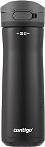 Contigo Jackson Chill 2.0 Stainless Steel Water Bottle with Carry Handle and Secure Lid for Leak-Proof Travel, Vacuum-Insulated and BPA-Free, Licorice, 20 oz (591 mL)