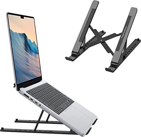 Portable Laptop Stand, OMOTON Laptop Stand for Desk Ergonomic 7-Levels Angles Adjustable Computer Stand, ABS Laptop Riser Holder Compatible with All Laptops(10-15.6")