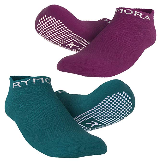 Rymora Non Slip Grip Socks for Women and Men (2 Pairs) - Perfect for Hospital, Yoga, Trampoline, Barre & Home