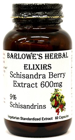 Schisandra Berry Extract - 9% Schisandrins - 60 600mg VegiCaps - Stearate Free, Bottled in Glass! FREE SHIPPING on orders over $49!