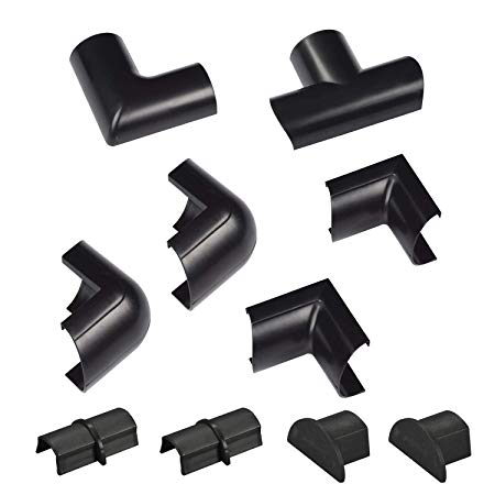 D-Line Cable Raceway Clip-Over Accessories | Join Multiple Channels of D-Line Cord Covers | Coupler and Connector Multipack (Medium (Mini), Black)