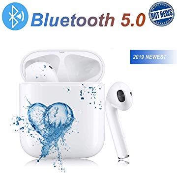 Wireless Earbuds Bluetooth 5.0 Headphones, Noise-reducing Waterproof 3D Stereo in-Ear Headphones, with Microphone Charging Box, Compatible with Apple Airpods Android/iPhone and Other Devices