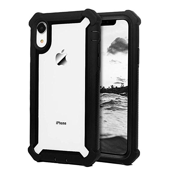 Compatible for iPhone Xs Max Case, MOLLYCOOCLE Clear Double Layer Heavy Duty Protection Drop-Defense Shock Reduction Full Body Bumper Protector Cover Case for iPhone Xs Max 6.5'', Black