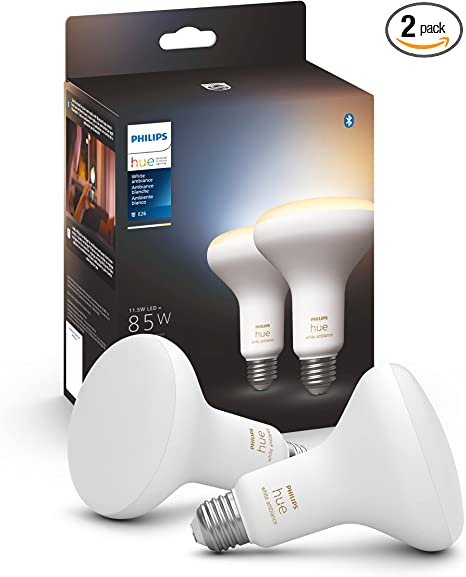 Philips Hue White Ambiance BR30 LED Smart Bulbs (Bluetooth Compatible), Compatible with Alexa, Google Assistant, and Apple HomeKit, New Version, 2 Bulbs