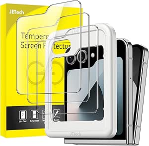 JETech Front Screen Protector for Samsung Galaxy Z Flip 6, Tempered Glass Film with Easy Installation Tool, Case-Friendly, HD Clear, 3-Pack