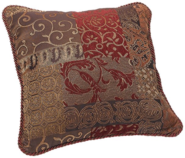 Croscill Galleria Square Pillow, 18-inch by 18-inch, Red