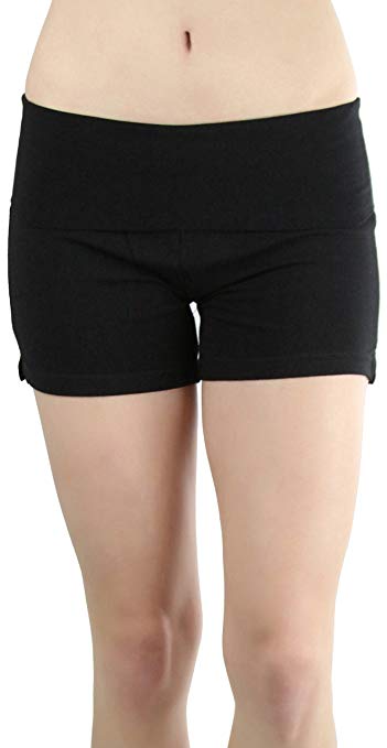 ToBeInStyle Women's Form Fitting Solid Print Yoga Shorts