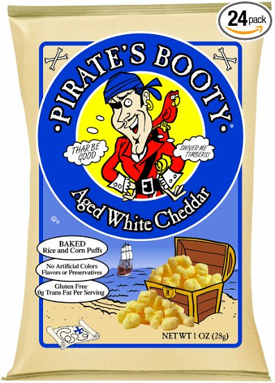 Pirate's Booty Aged White Cheddar, 1 Ounce (Pack of 24)