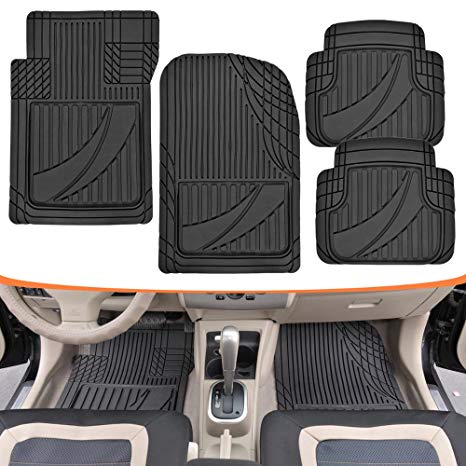 Motor Trend MT-794-BK FlexTough Advanced Performance Mats - 4pc HD Rubber Floor Mats for Car SUV Auto All Weather Plus (Black)