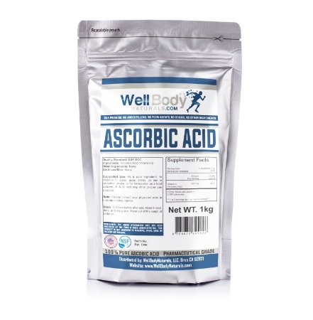 WellBodyNaturals Pure Ascorbic Acid Vitamin C Powder 1000 grams
