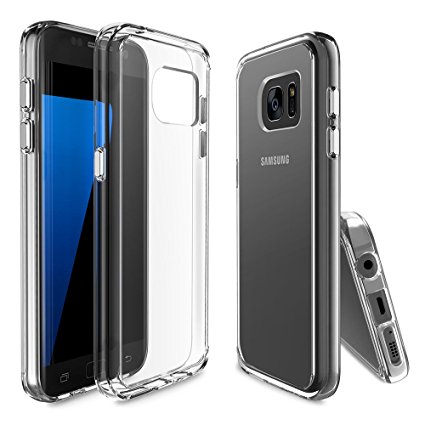 Samsung Galaxy S7 Case, Xoomz Soft TPU Bumper & Solid PC Back Cover Transparent Lightweight Protective with Anti-Scratch Reinforced Design for Samsung Galaxy S7 5.1 inch (Crystal)