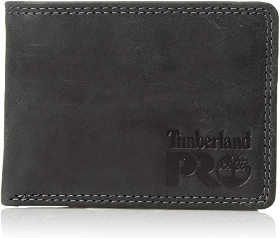 Timberland PRO Men's Leather RFID Wallet with Removable Flip Pocket Card Carrier