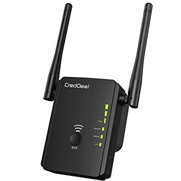 CredDeal 300Mbps WiFi Range Extender, Internet Signal Booster, Wireless Access Point with Ethernet Antennas and Ports, Compatible with Alexa, Extends Wi-Fi to Smart Home & Alexa Device, Compact Design