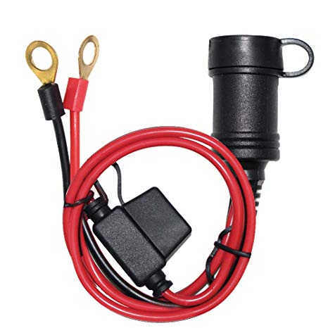 SPARKING 3FT Car Female Cigarette Lighter Plug Socket to Eyelet Terminals 12V Extension Cable with 10A Fuse (3FT)