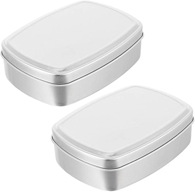 DOITOOL 2pcs Aluminium Bar Soap Travel Container- Leak- Proof Metal Bar Soap Holder with Lid- Portable Silver Soap Holder Travel Case for Shower and Home Candies Jewelry Storage