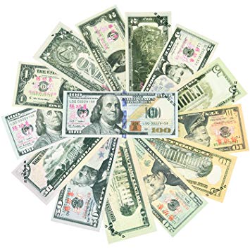 Boao Copy Money Fake Money Prop Money Set 1, 2, 5, 10, 20, 50, 100 Dollar Bills Double Sided Pretend Play Money for Motion Picture Props, 350 Bills, Amount 9,400 Dollars