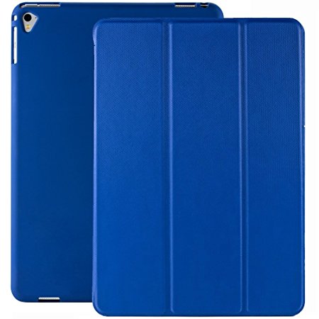 KHOMO iPad Pro 9.7 Inch Case (2016) - DUAL Twill Blue Super Slim Cover with Rubberized back and Smart Feature (Built-in magnet for sleep / wake feature) For Apple iPad Pro 9.7 Tablet