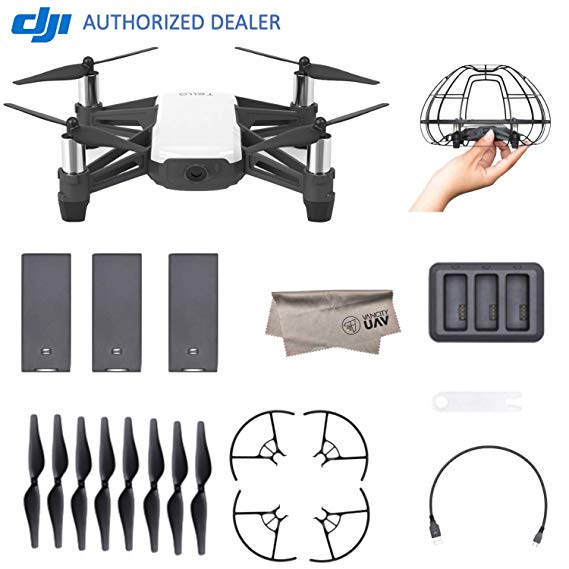 DJI Tello Quadcopter Drone Boost Combo with HD Camera and VR, Comes 3 Batteries, Protective Cage, Powered by DJI Technology and Intel 14-Core Processor, Coding Education, Throw and Fly