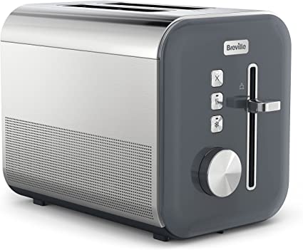 Breville High Gloss 2-Slice Toaster with High-Lift & Wide Slots | Grey & Stainless Steel [VTT968]