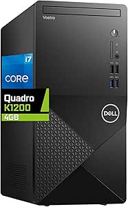 Dell Vostro 3910 Tower Desktop Computer, Intel Core i7-12700K, 64GB RAM, 2TB NVMe SSD, Nvidia Quadro K1200 4GB Graphics, DVD-RW, Wi-Fi, Bluetooth, Windows 11 Pro, Black