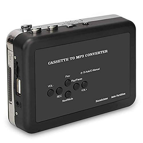 Cassette Player USB Cassette to MP3 Converter, Portable Cassette Audio Music Player Tape-to-MP3 Converter and Cassette Recorder with Earphones, No PC Compatible