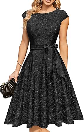 DRESSTELLS Cocktail Dress, Formal Wedding Guest Dresses for Women Modest Holiday Party Prom Dress