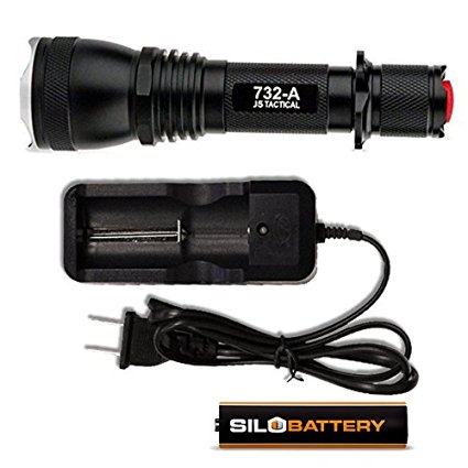 J5 Tactical 732-A Flashlight - Genuine 935 Lumen Ultra Bright Powerful, LED 5 Mode Flashlight with Rechargeable SILO 18650 Lithium Ion Battery and Battery Charger