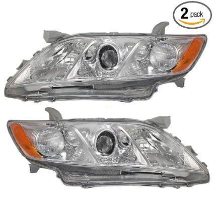 Driver and Passenger Headlights Headlamps with Clear Lens Replacement for Toyota 8117006202 8113006201