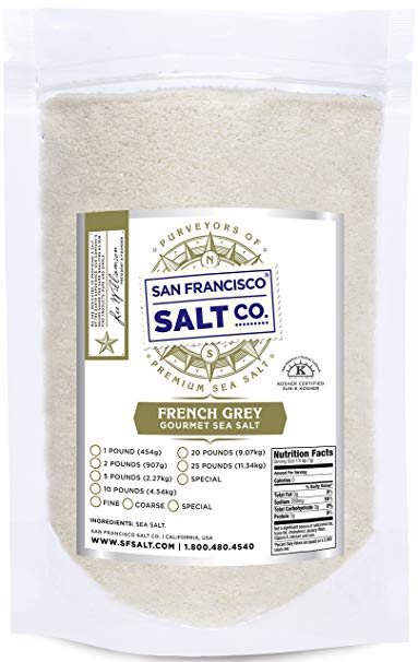 French Grey Sea Salt 10 lb. Bag Fine Grain, Sel Gris pure & natural sea salt from France