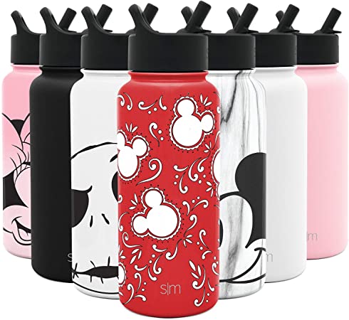 Simple Modern Disney 32oz Summit Water Bottles with Straw Lid - Vacuum Insulated Tumbler Double Wall Travel Mug 18/8 Stainless Steel Flask - Disney: Mickey Bandana