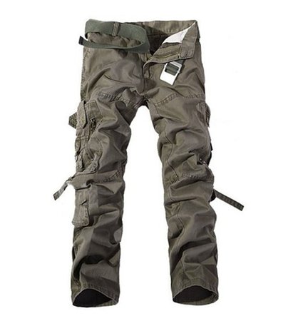 Men's Cotton Casual Military Army Cargo Camo Combat Work Pants No Belt