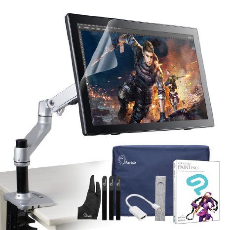 Parblo Coast22 21.5" IPS Battery-free Pen Digital Tablet Graphic Drawing Monitor Kit with Clip Studio Paint Pro (Manga Studio) and Foldable Monitor Desk Mount Stand Screen Protector