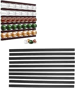 DIY Coffee Capsule Holder, Adhesive Coffee Pods Storage Counter Mounted, Can Store Up to 54 Coffee Capsules for Vertuoline or 72 Pods for Nespresso OriginalLi (Black)