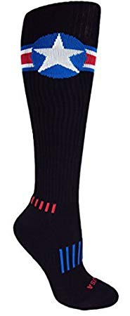 MOXY Socks Black with Red, White, and Blue American Star Knee-High Deadlift Socks