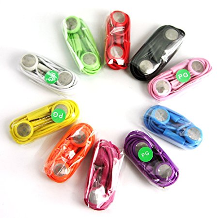 Foneso universal headphones Bundle Colorful Earphones Headphones Headset Earpiece with Microphone   remote control - for any mobile device that has 3.5mm plug - 10 packs with variety colors