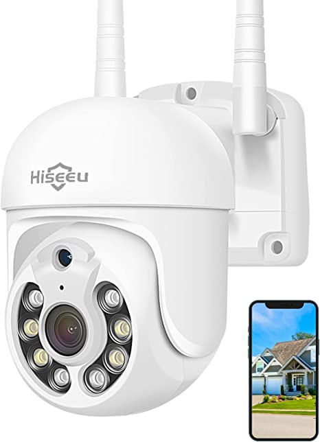 Hiseeu Pan/Tilt/Zoom Security Camera,WHD203,3MP Outdoor Wireless Surveillance Camera, Floodlights Full Color Night Vision,Two Way Audio,IP66 Waterproof, Motion Detection