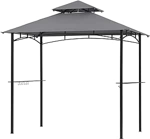 Grill Gazebo Canopy Replacement - ABCCANOPY 5x8 Double Tiered BBQ Canopy Top Cover, Outdoor Grill Tent Roof for #L-GG001PST-F (Gray)