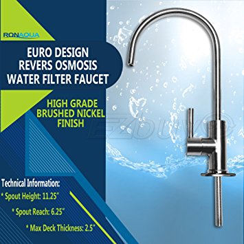 Ronaqua Water Filter Purifier Faucet European Style Brushed Nickel