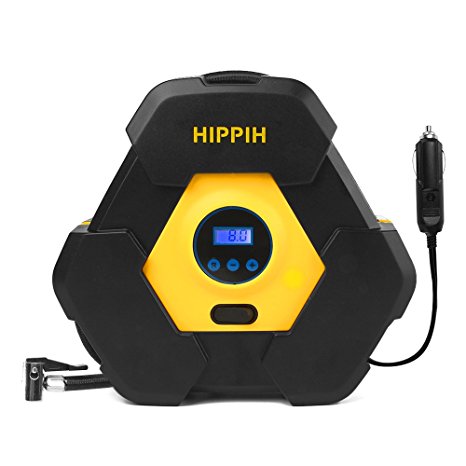 Hippih Car Air Pump- 12V DC 150PSI Portable Electric Auto Air Compressor Pump and Car Tire Inflator(Electronic Watch) 004